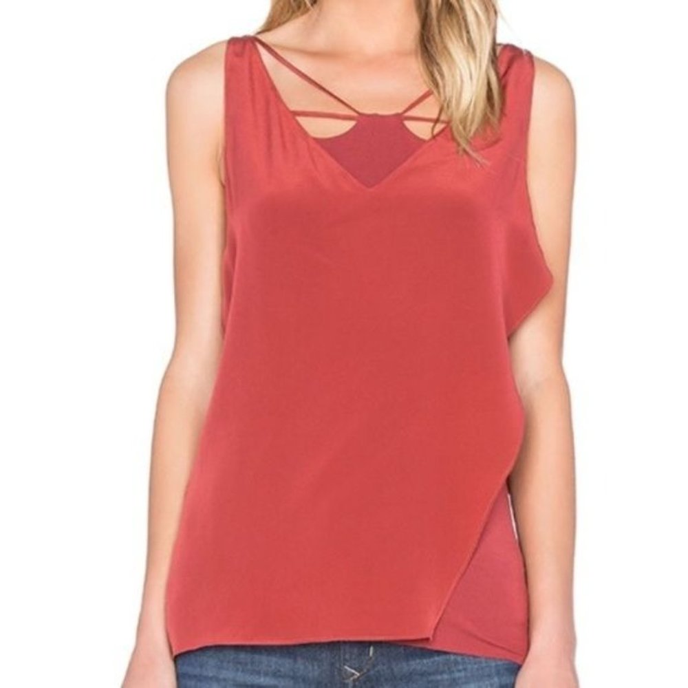 Bailey 44 Spice Red Zagora Sleeveless Silk Blouse